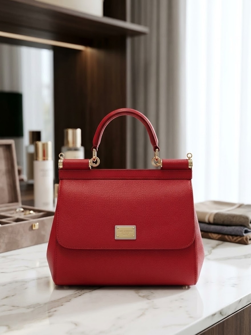 Classic Red Top-Handle Women's Handbag by